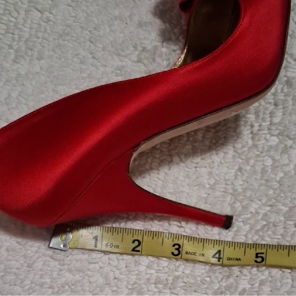 Kate Spade Red Satin Heels with Bow - Picture 5 of 12